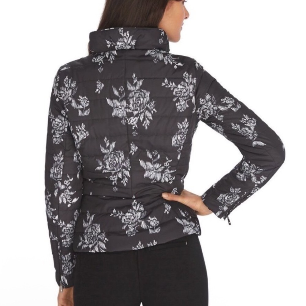 WHITE HOUSE BLACK MARKET |‎ Women's Floral Quilted Full Zip Puffer Jacket, M - Picture 3 of 11